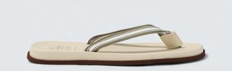 Brunello Cucinelli Leather-trimmed thong sandals