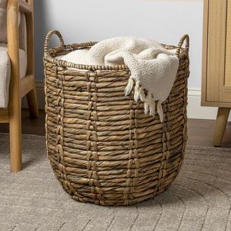 Happimess Laurel 19.49 Bohemian Handwoven Abaca Hamper Basket with Handles in Brown at Nordstrom