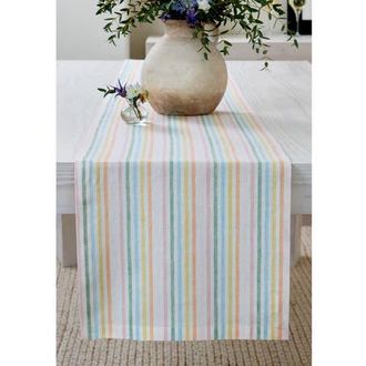 Solino Home Linen Table Runner for Dining Table, Holiday and Everyday Table Decor - Julia in Muted Pastel Stripe at Nordstrom, Size Xx-Large