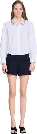 Sandro Jewel collar shirt in White at Nordstrom, Size X-Small
