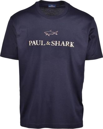 Paul & Shark Blue Gold Shark Cotton T-Shirt