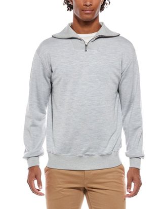 Isaia Half Zip Army Silk-Blend Pullover
