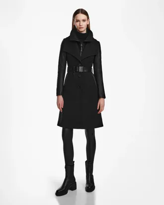 Rudsak CELESTE WOMENS COAT WITH LEATHER SLEEVES