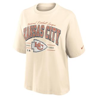 Nike Kansas City Chiefs Vintage Mod Boxy Nike Womens NFL T-Shirt in White | 01CM15A7G-U9E