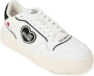 Love Moschino Heart Patch Sneakers - Dames - Sneakers - Wit - 40 EU - Katoen - Schoenen