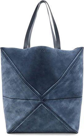 Loewe Navy Suede Leather Shoulder Bag Tote Bag (Pre-Owned)