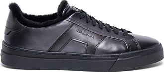Santoni Double Buckle Sneaker - Heren - Sneakers - Grijs - 42 1/2 EU - Leer - Schoenen