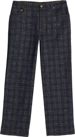 Burberry Mens Denim Check Five-Pocket Pants