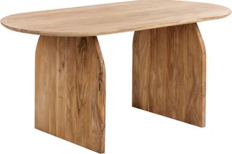 Beliani Mesa De Comedor De Madera De Acacia Clara Estilo R&uacute;stico 180 X 90 Cm Skye