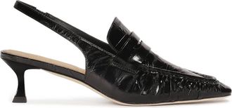 Kazar Zwarte open pumps met slingback hak - Dames - Pumps - Zwart - 35 EU - Leer - Schoenen