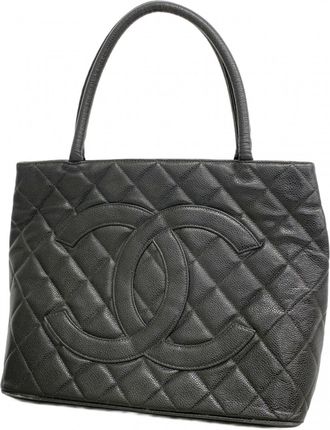 Chanel Black Grained Calfskin Tote Bag (Pre-Owned)