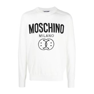 Moschino Sweatshirts, male, White, Size: 3XL White Logo-Print Sweatshirt