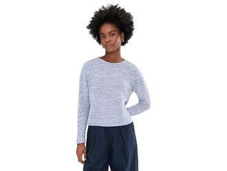 Eileen Fisher Petite Organic Linen Cotton Slub Crew Neck Sweater Womens Sweater Haze : PM, Cotton/Linen