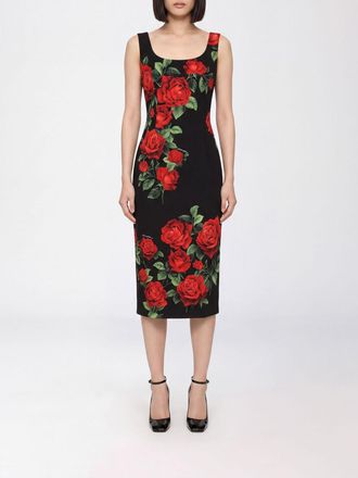 Dolce & Gabbana Floral Silk Off-the-Shoulder Midi Sheath Dress