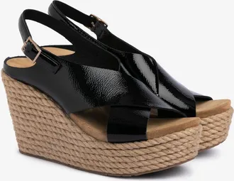 Pedro Garcia Strappy wedge sandal in black naplack | Nisa | Spring Summer 26 |PEDRO GARCIA