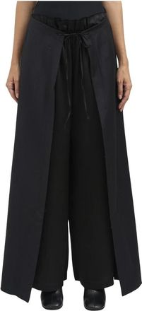 Andrea Ya'aqov Pantaloni Bi-Materiale - Dames - Wijde Broeken - Zwart - S - Broeken