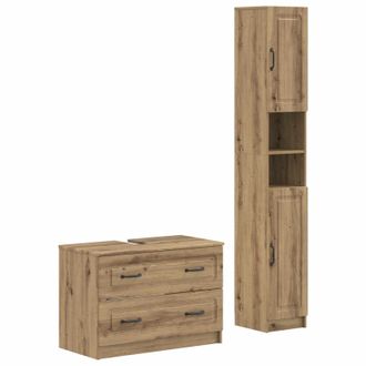 vidaXL Juego De Gabinete De Ba&ntilde;o De 2 Piezas Utrecht Roble Artisan Vidaxl