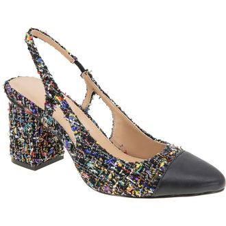 BCBGeneration Darrin Block Heel Slingback Pump in Multi Boucle/black at Nordstrom, Size 10