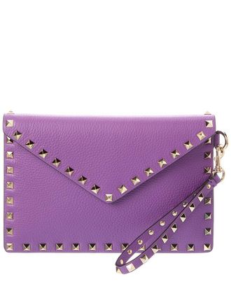 Valentino Rockstud Grainy Leather Pouch