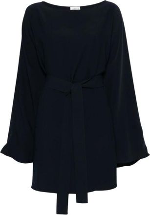 P.A.R.O.S.H. Belted Waist Long-Sleeve Boat Neck Dress - Dames - Kimonos - Blauw - S - Overhemden