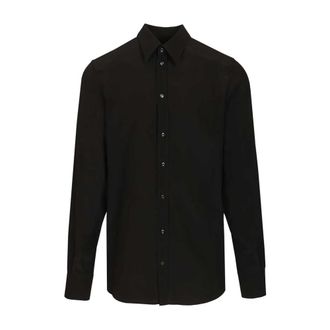 Dolce & Gabbana Silk crepe de chine martini overhemd - Heren - Zakelijke Overhemden - Zwart - M - Leer - Overhemden