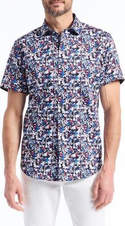 Robert Graham Dolwen Short Sleeve Cotton Button-Up Shirt in Blue Multi at Nordstrom Rack, Size Small