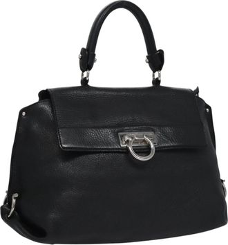 Ferragamo Sofia Satchel Leather Black Leather Bag (Pre-Owned)