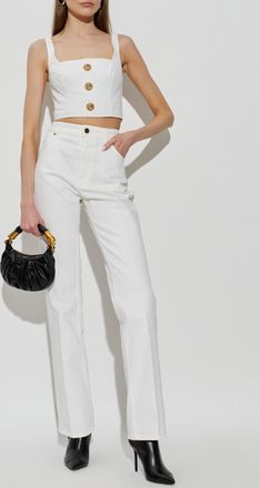 Balmain Short Off-shoulder Top, Womens, White