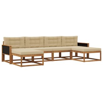 vidaXL Conjunto De Sof&aacute;s De Exterior Con Coj&iacute;n 6 Pcs Natural Y Beige Vidaxl