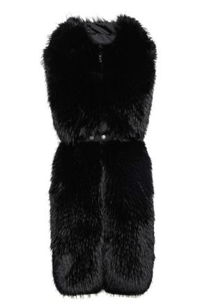 Moncler Textured Belted Faux Fur Bib in Black at Nordstrom