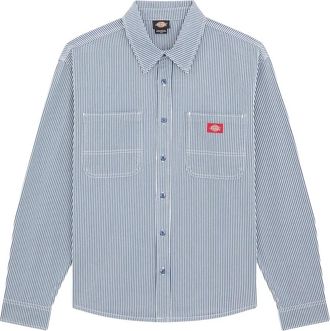 Dickies Hickory Werkshirt LS - Heren - Casual Overhemden - Blauw - M - Katoen - Overhemden