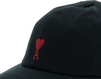 Ami Mens Baseball Cap Black Cotton Hat