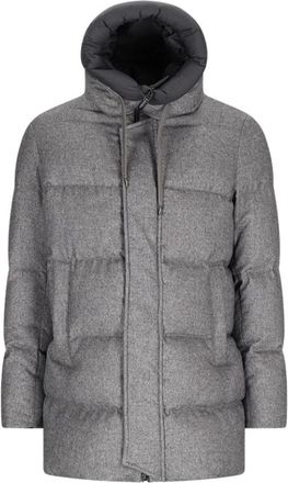 Herno Winter Jackets, male, Gray, Size: L Luxury Cashmere Silk Ecoage Jacket