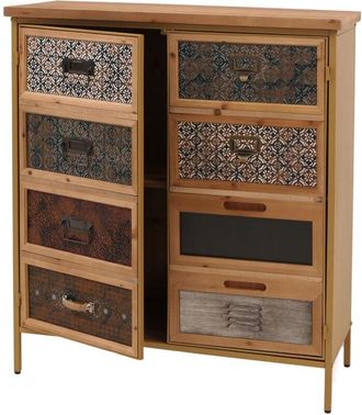 Hhg [nunca Usado] C&oacute;moda De Farmacia Hhg-302, Armario Alto Con Compartimentos De Almacenamiento, Aspecto Vintage Desgastado, 94 X 80 X 35 Cm, Blanco/azul