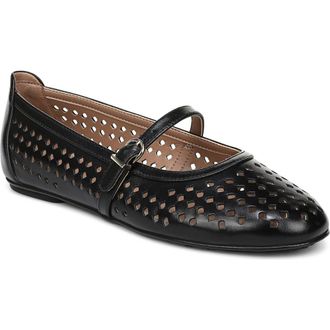 Naturalizer Aria Perforated Mary Jane Flat in Black at Nordstrom, Size 8.5