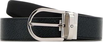Montblanc Melange Blue Leather Reversible Belt