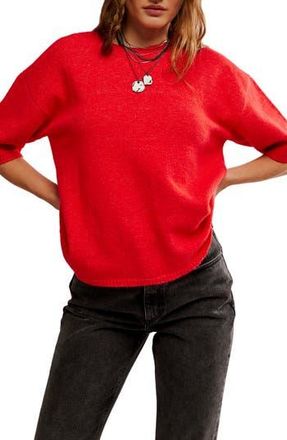 Free People Margot Oversize Short Sleeve Sweater in Cherry Pop Melange at Nordstrom Rack, Size X-Small