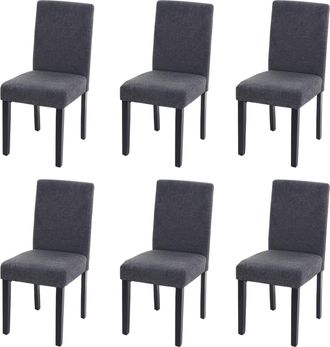 Hhg Hhg - Lote De 6 Sillas De Comedor Silla De Cocina Littau, Textil, Gris Antracita, Patas Oscuras