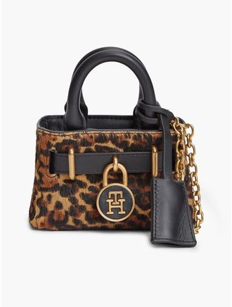 Tommy Hilfiger Womens Leopard Print Calf Hair Ultra-Mini Bag - Cheetah Print