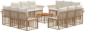 vidaXL Conjunto De Sof&aacute;s De Exterior 13 Uds. Natural Y Crema Poli&eacute;ster Vidaxl