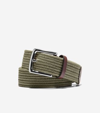 Cole Haan Mens 35MM Stretch Web Belt - Green Size 32