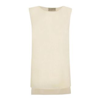 Cortana Sleeveless Tops, female, Beige, S, Lil, top de ramio marfil