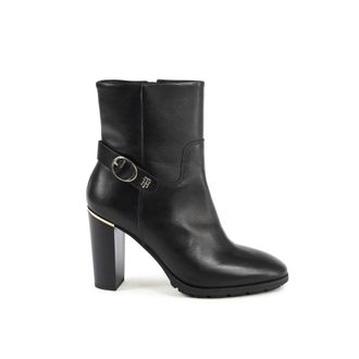 Tommy Hilfiger Black Leather Ankle Womens Boots