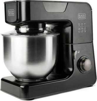 Black+Decker Black&decker - Black+decker Bxkm1000e Batidora Amasadora 1000w Con Bol 5.2l De Acero Inoxidable, 8 Velocidades Y Funci&oacute;n Turbo, Tapa Protectora Anti S