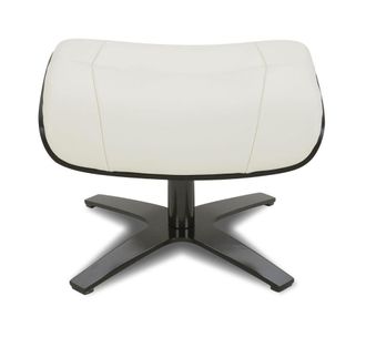 MyNewDesign Puf en piel blanco y roble negro