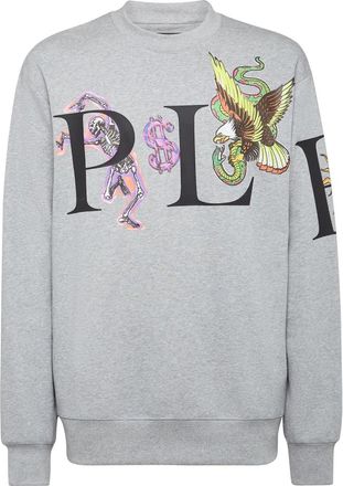 Philipp Plein Sweatshirt LS Tattoo - Heren - Sweatshirts - Grijs - 3XL - Katoen - Hoodies & sweatvesten