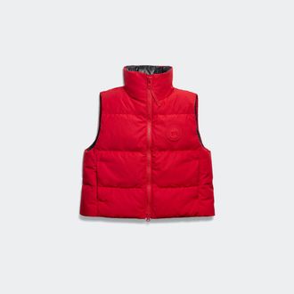 Canada Goose Grandview Cropped Vest Tonal Disc (Women, Carmine Red, XS)