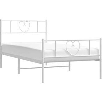 vidaXL Estructura Cama Sin Colch&oacute;n Con Estribo Metal Blanco 100x190 Cm Vidaxl
