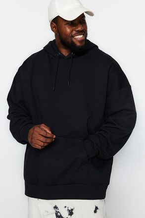 Trendyol MAN Heren Zwart Effen Lang Oversized Grote maten Sweatshirts