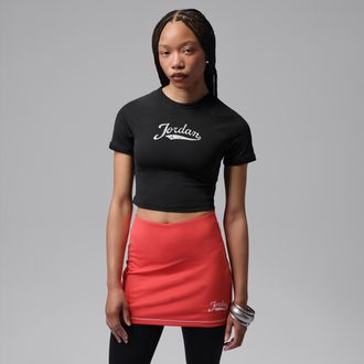 Nike Jordan Womens Jordan Brooklyn Short-Sleeve Top in Black | IM7377-010
